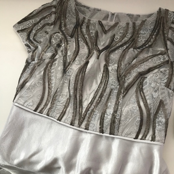 ADRIANNA PAPELL Embroidered Satin Hi-lo Gown - Picture 10 of 12